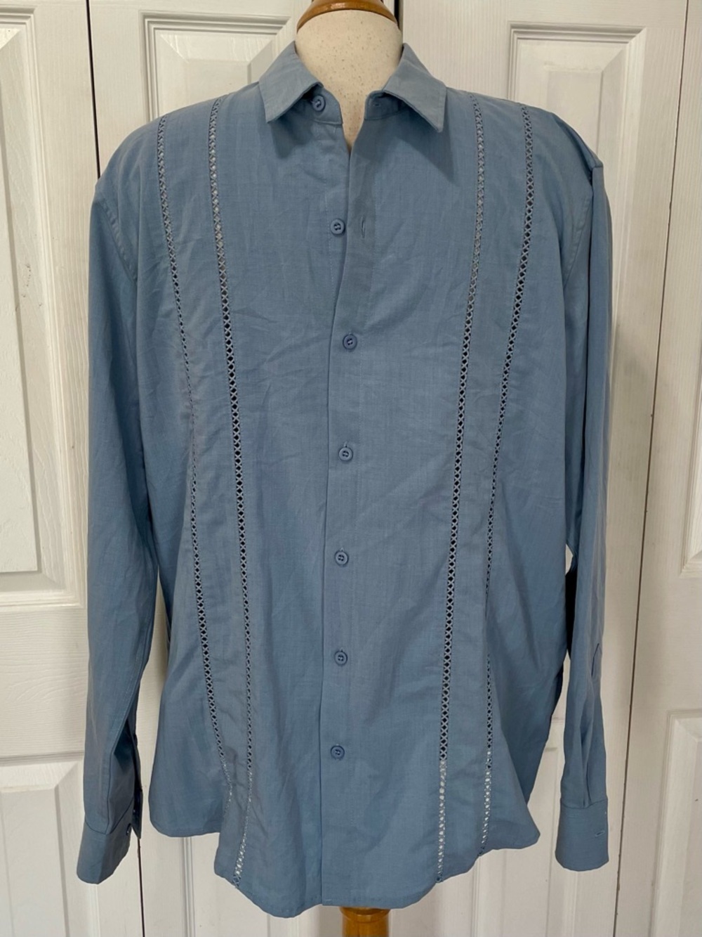 Coofandy Light Blue Button-Up Shirt with Subtle Texture